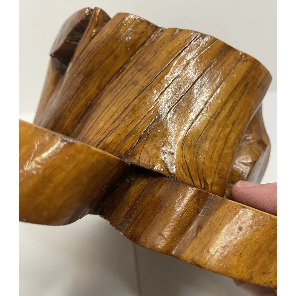 Vintage Handmade Burl Wood Candle Holder Manzanita Rustic Primitive 1970s Decor